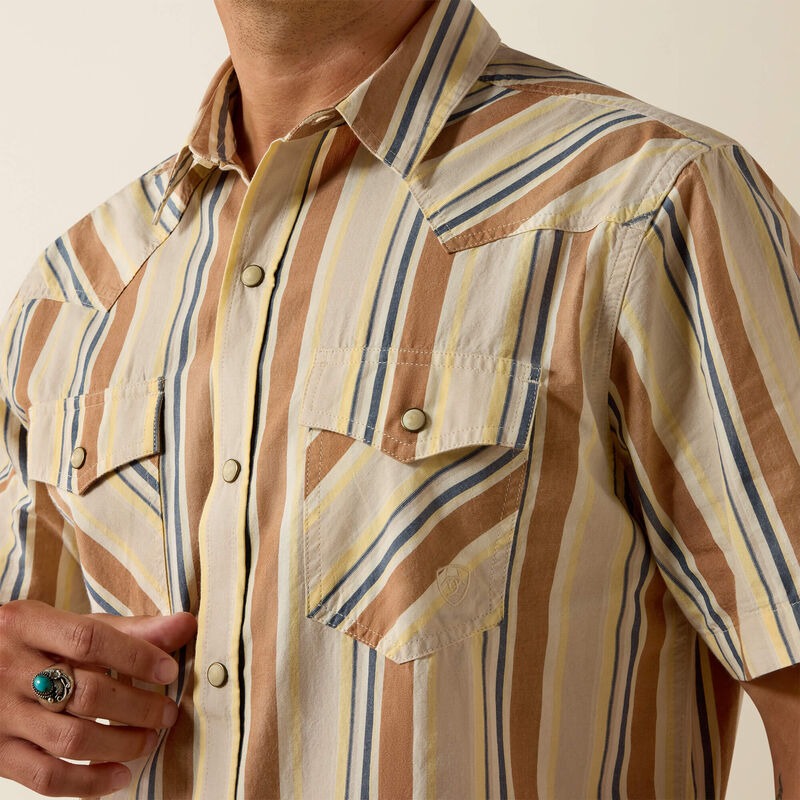 The County Line Men's S/S Pearl Snap Retro Fitted Shirt by Ariat