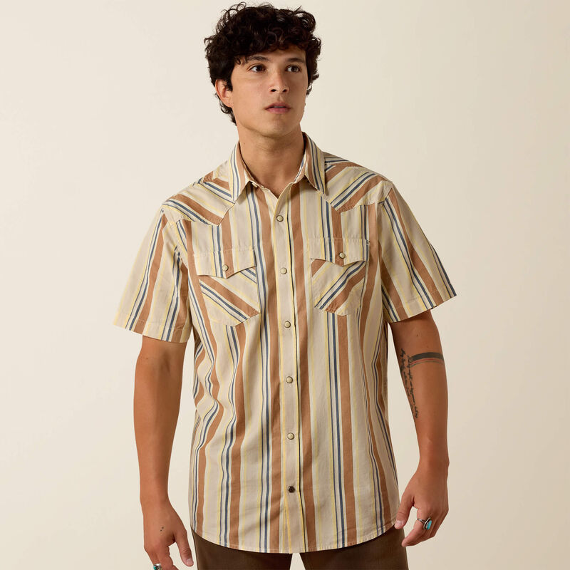 The County Line Men's S/S Pearl Snap Retro Fitted Shirt by Ariat