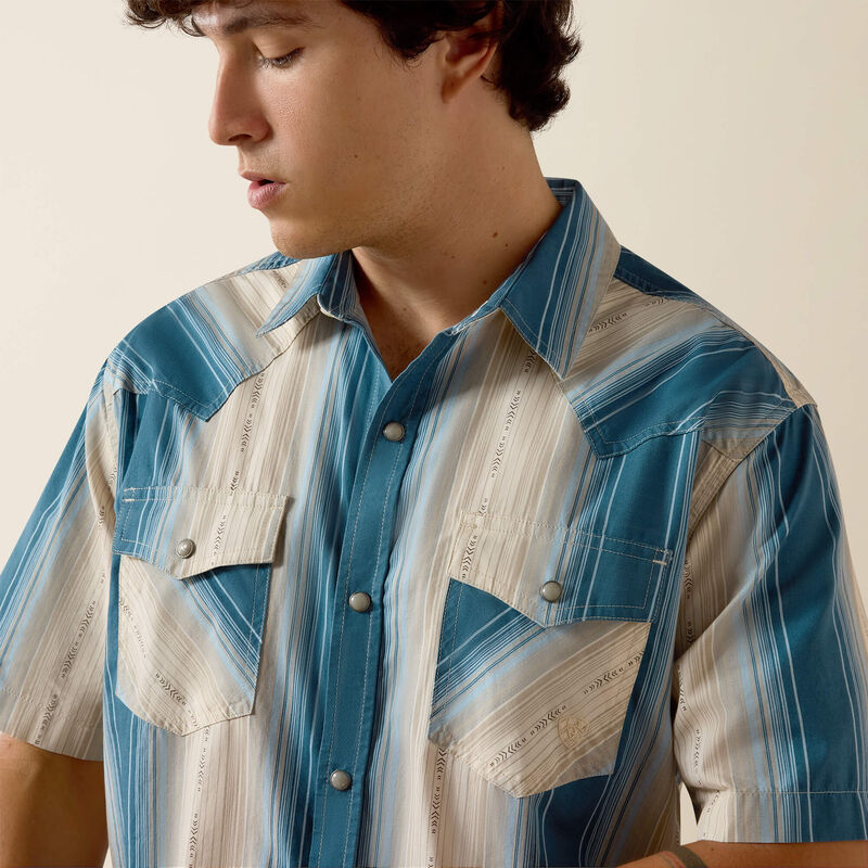 The Hyland Men's S/S Pearl Snap Retro Fitted Shirt by Ariat