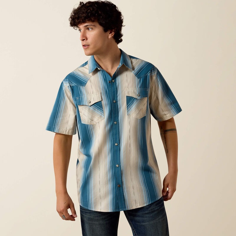 The Hyland Men's S/S Pearl Snap Retro Fitted Shirt by Ariat
