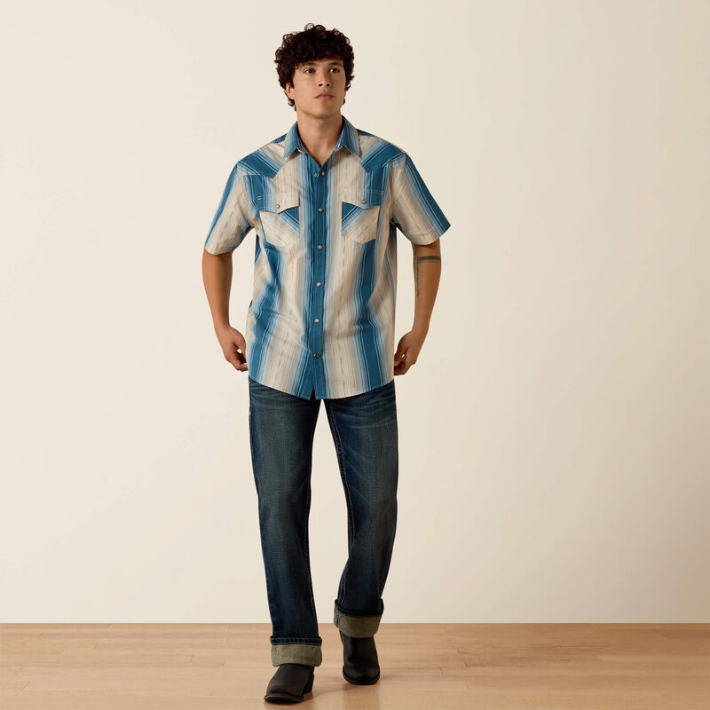 The Hyland Men's S/S Pearl Snap Retro Fitted Shirt by Ariat