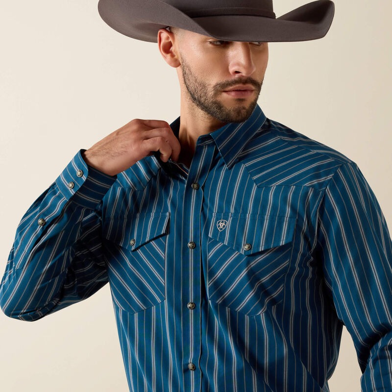 The Pro Wolfgang LS Pearl Snap Shirt in Sailor Blue by Ariat