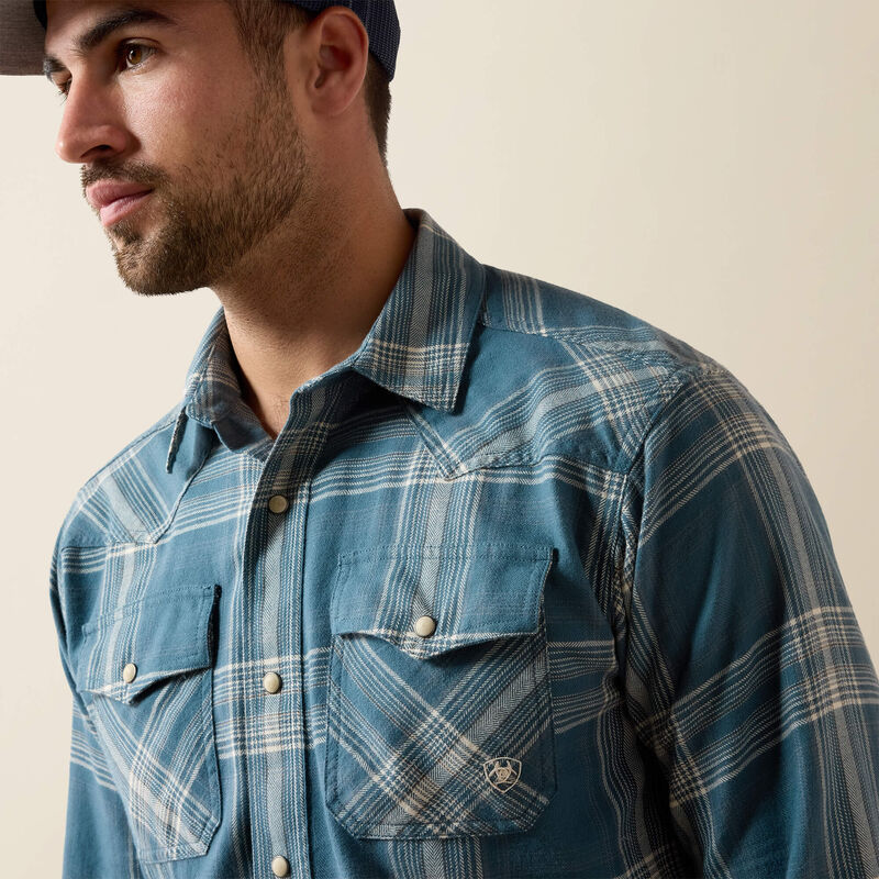 The Herron Retro Fitted LS Snap Up Shirt in Stargazer Plaid by Ariat