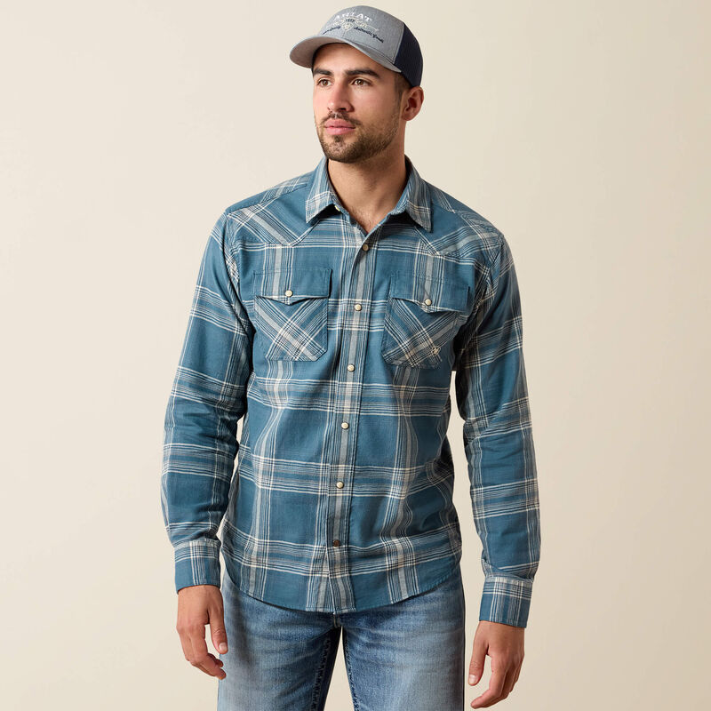 The Herron Retro Fitted LS Snap Up Shirt in Stargazer Plaid by Ariat
