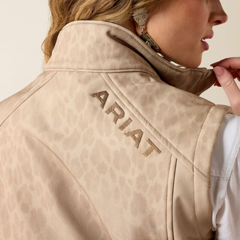 The Women's Faded Leopard Love Softshell Vest by Ariat