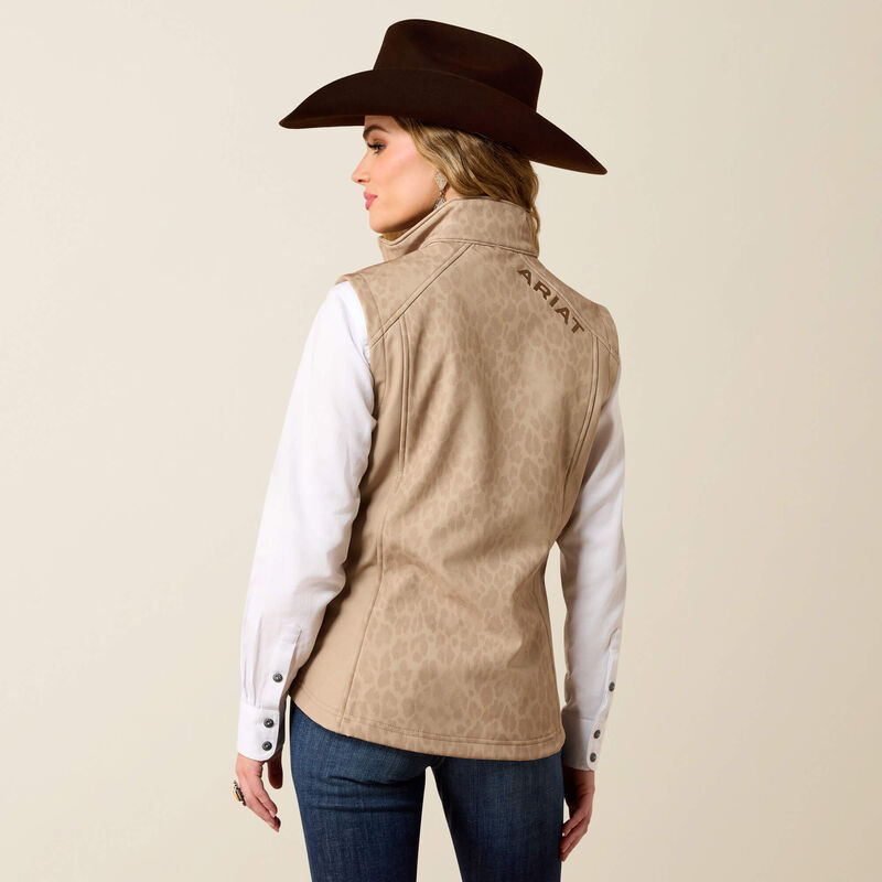The Women's Faded Leopard Love Softshell Vest by Ariat