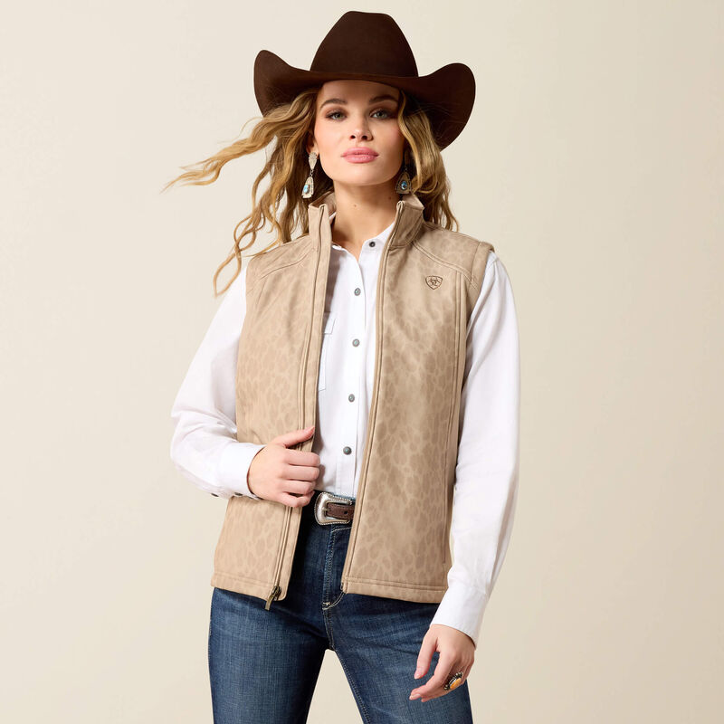 The Women's Faded Leopard Love Softshell Vest by Ariat