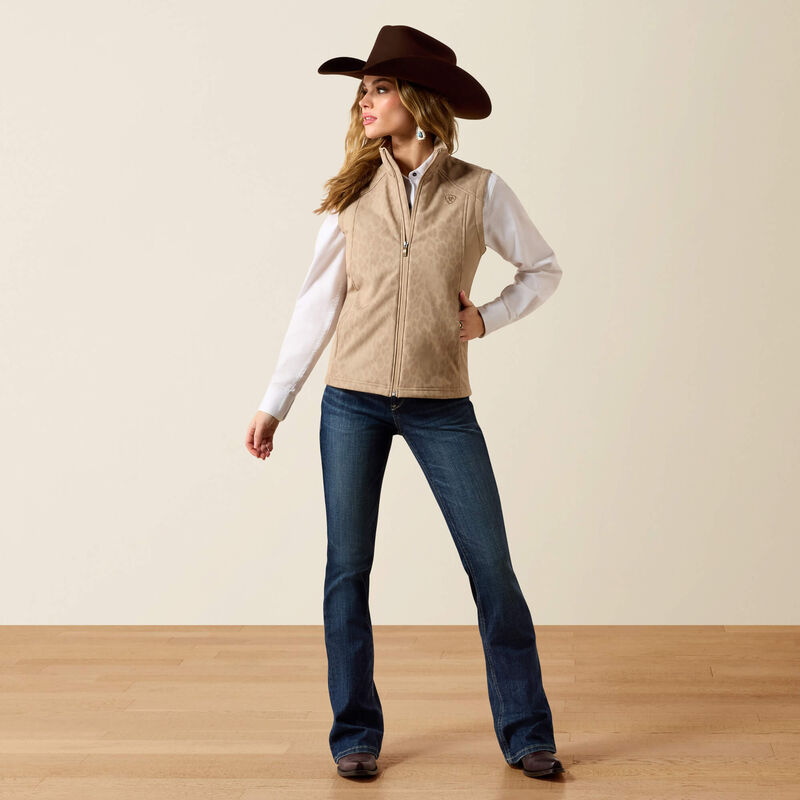 The Women's Faded Leopard Love Softshell Vest by Ariat