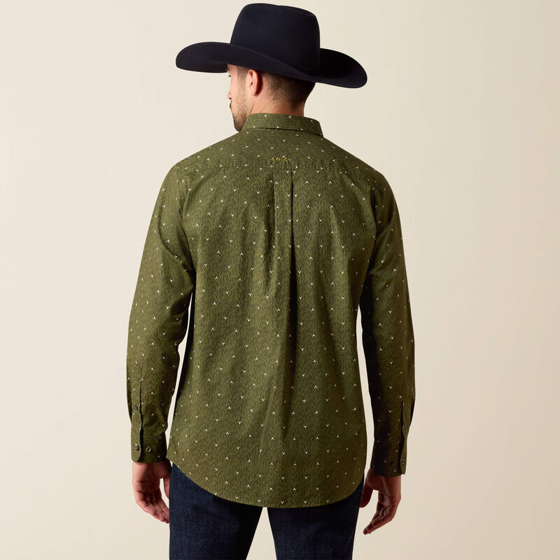 The Chad Classic Fit LS Button Up Shirt in Grape Leaf Longhorn by Ariat