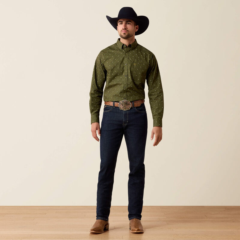 The Chad Classic Fit LS Button Up Shirt in Grape Leaf Longhorn by Ariat
