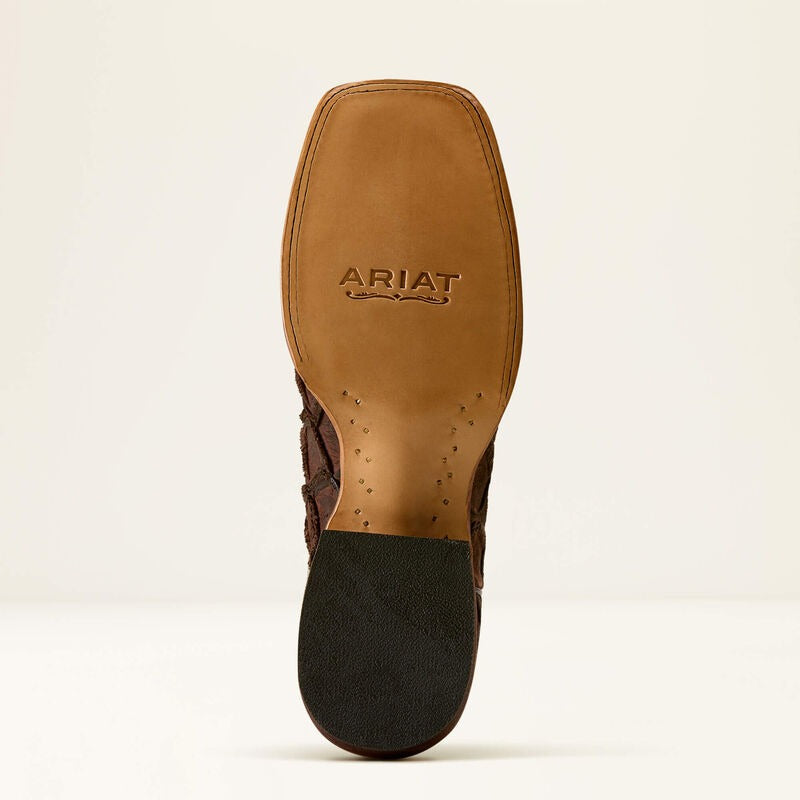 The Riverside Men's Ariat Boot in Chocolate Bass Print/Indigo Honor