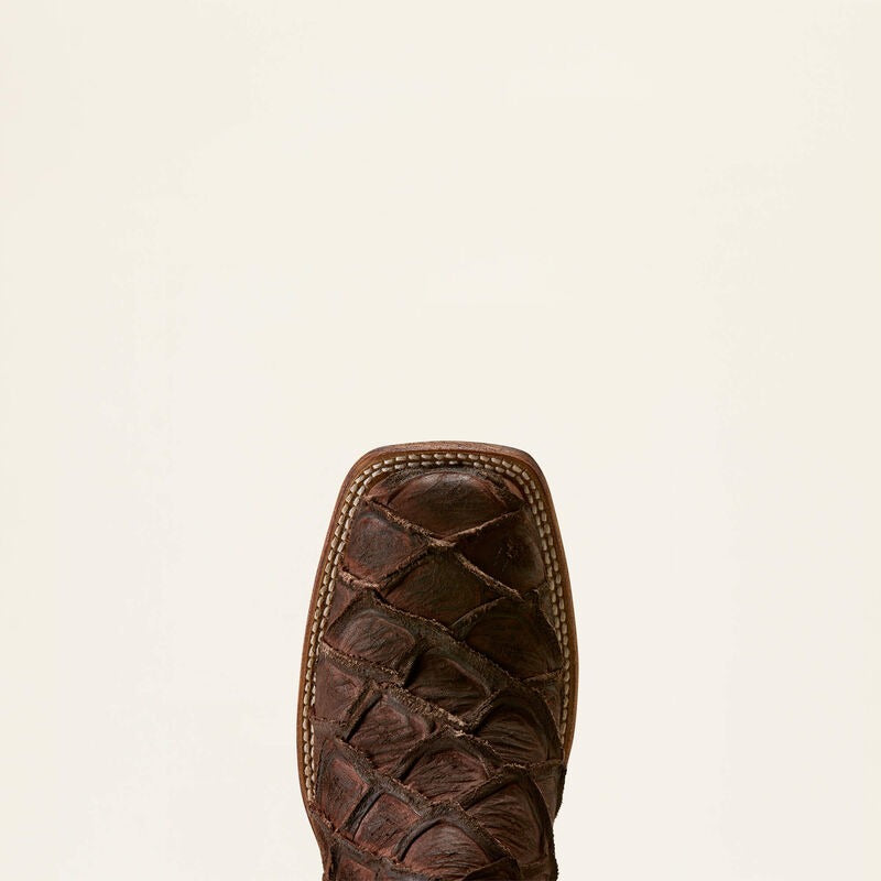 The Riverside Men's Ariat Boot in Chocolate Bass Print/Indigo Honor
