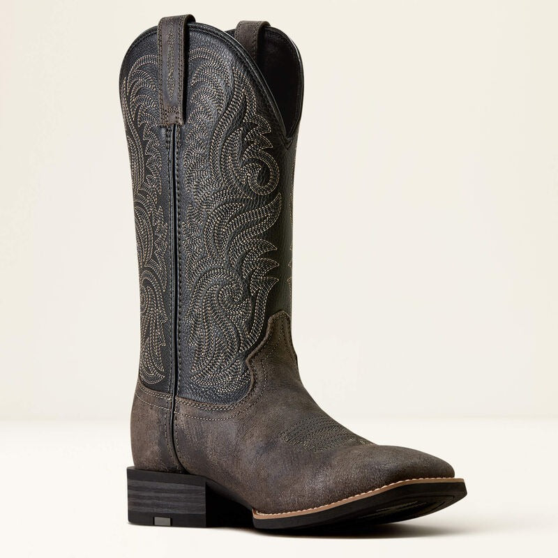 The Arrowrock Men's Ariat Boot in Iron Ash/Black Deertan