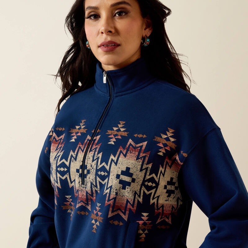 The Fern 1/2 Zip Sweatshirt By Ariat in Pageant Blue