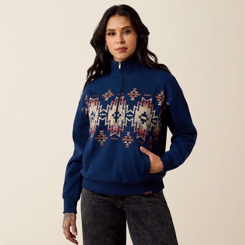 The Fern 1/2 Zip Sweatshirt By Ariat in Pageant Blue