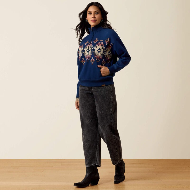 The Fern 1/2 Zip Sweatshirt By Ariat in Pageant Blue
