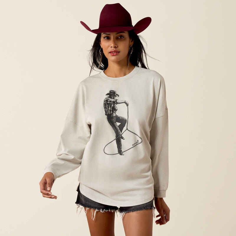 The Canvas Stonewash Oversized Women's Long Sleeve T-Shirt by ARIAT
