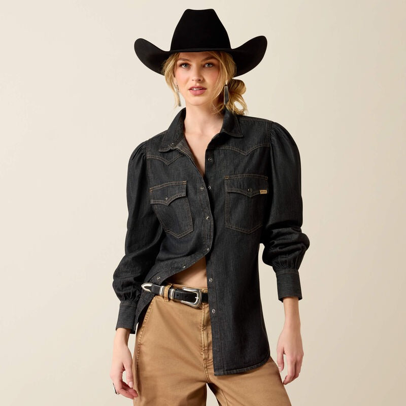 The Nina Western LS Shirt in Black Tint by Ariat