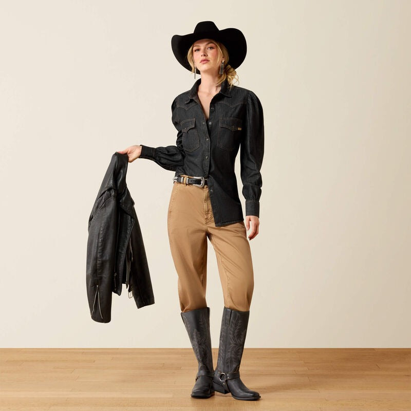The Nina Western LS Shirt in Black Tint by Ariat