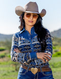 The Aztec Denim Dream Pearl Snap By Cowgirl Tuff Co.