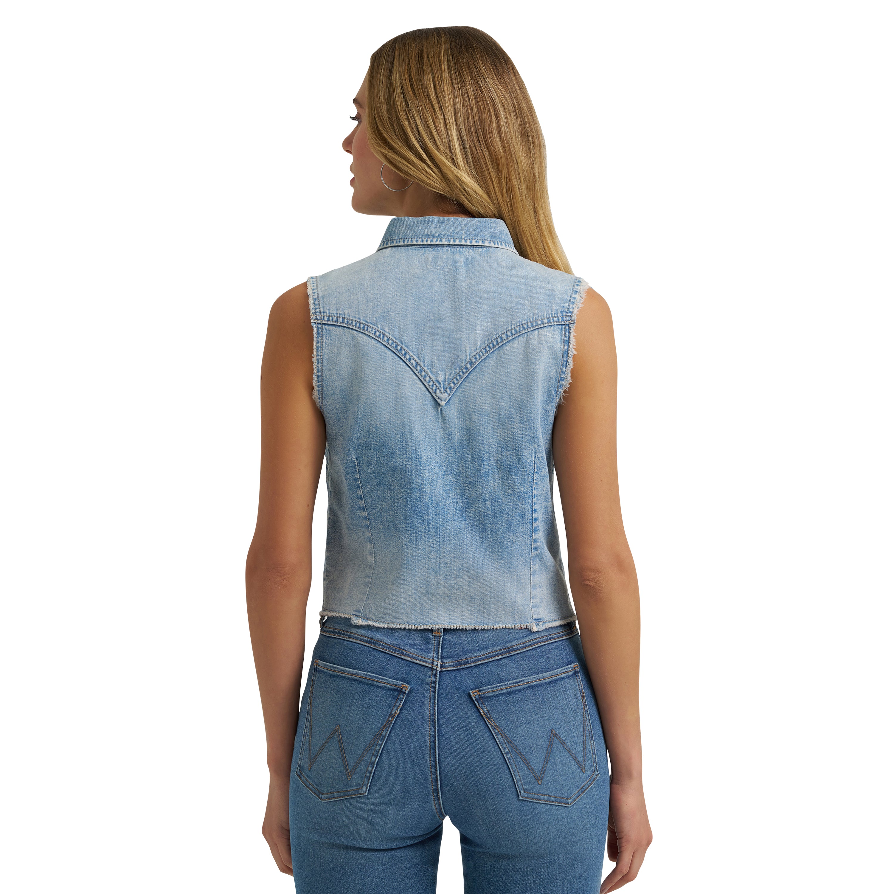 The Darling Denim Pearl Snap Vest by Wrangler