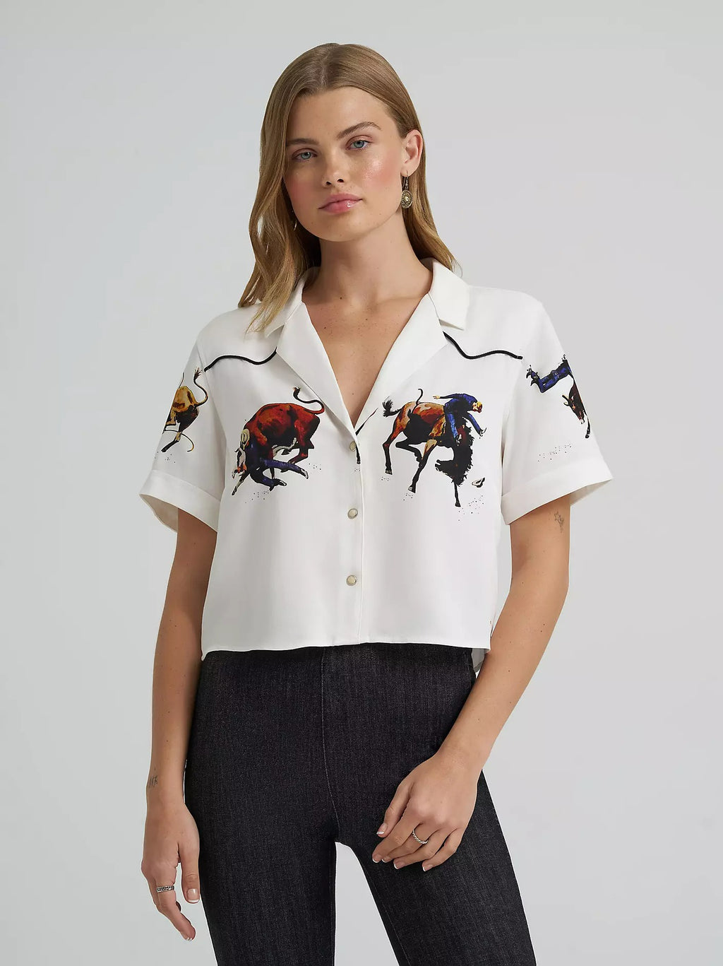 The Wild Flowers and Wild Horses Cropped Pearl Snap by Lainey Wilson x Wrangler