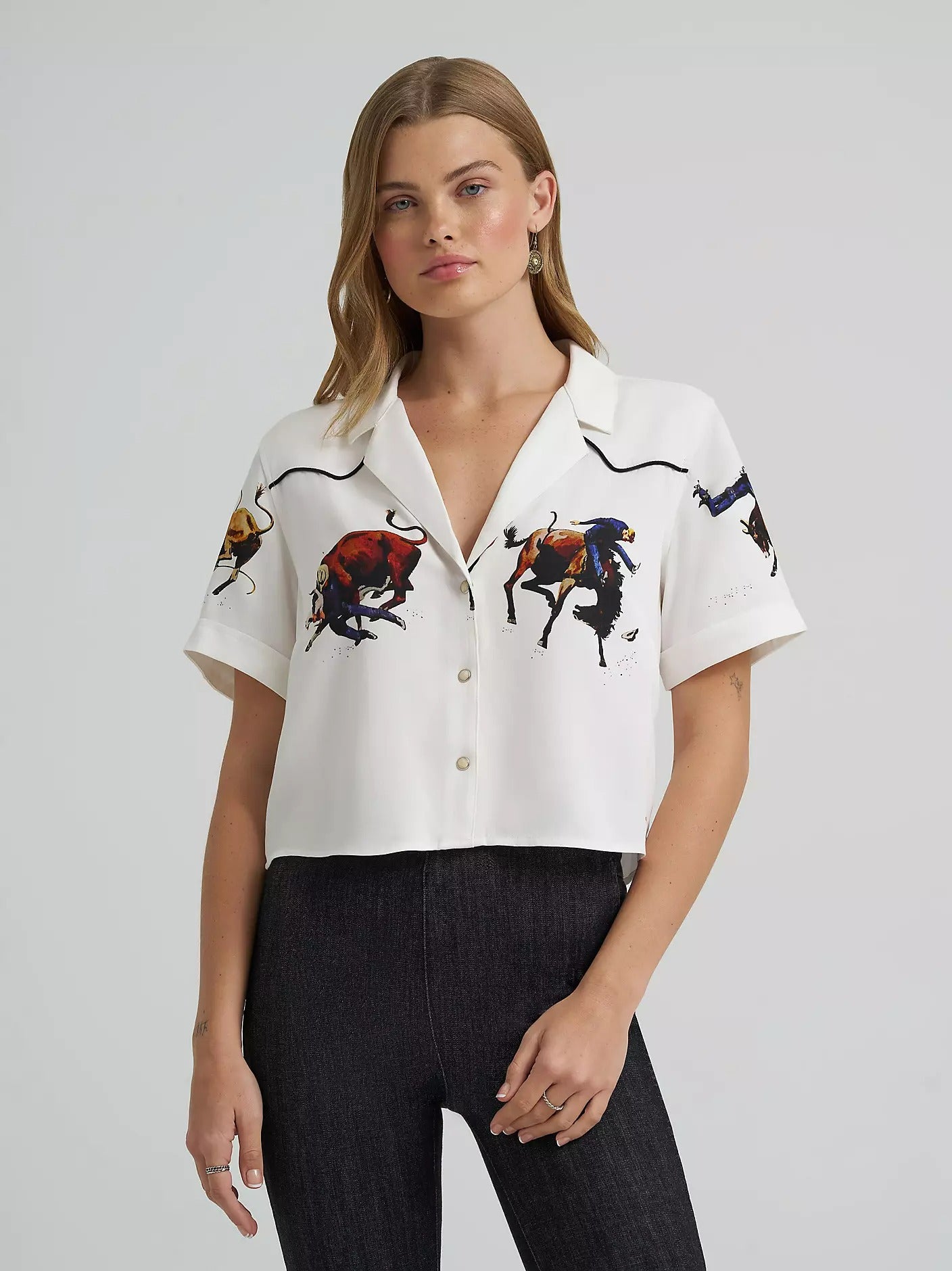 The Wild Flowers and Wild Horses Cropped Pearl Snap by Lainey Wilson x Wrangler