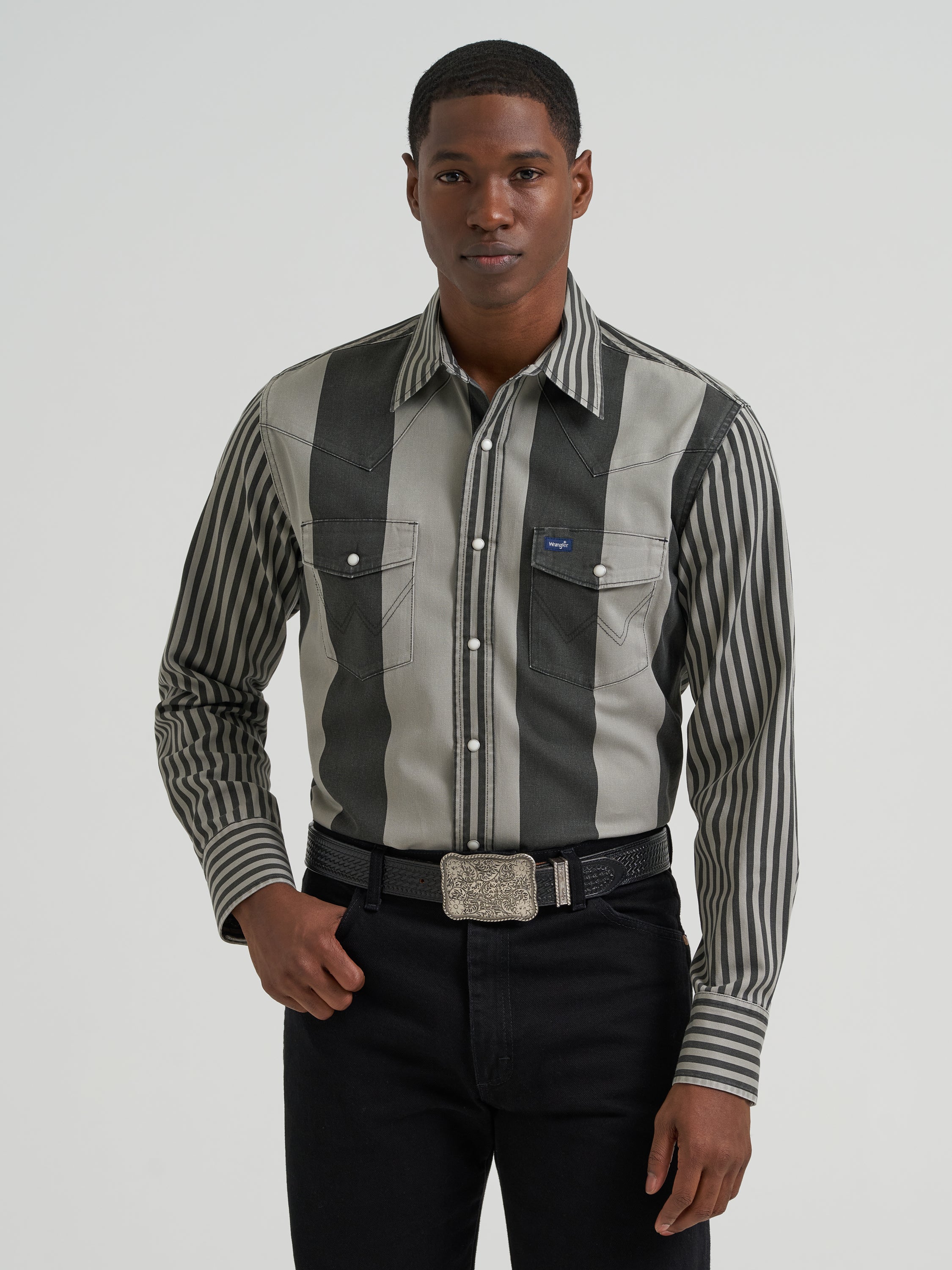 The Folsom Prison Pearl Snap Brush Popper by Wrangler