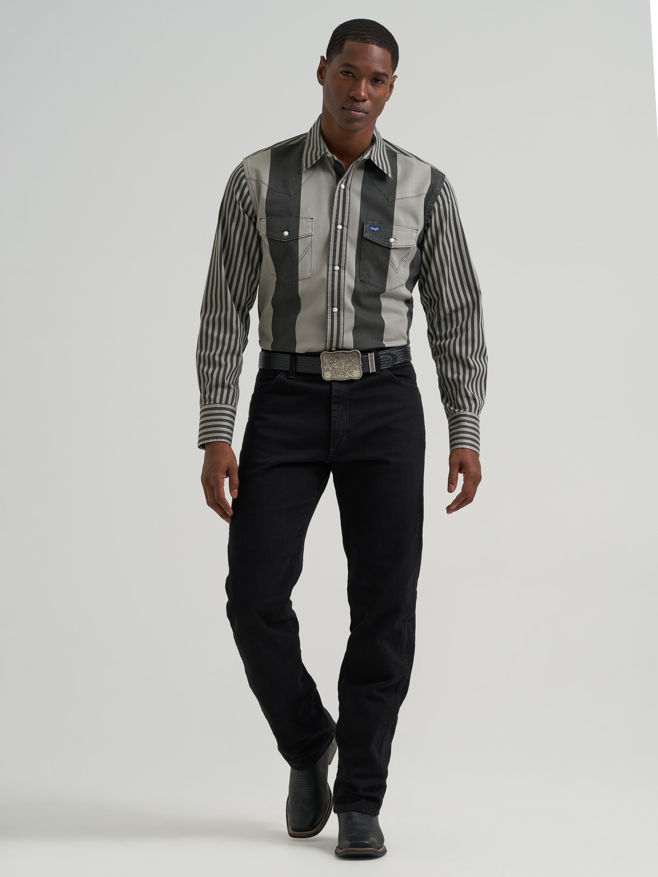 The Folsom Prison Pearl Snap Brush Popper by Wrangler