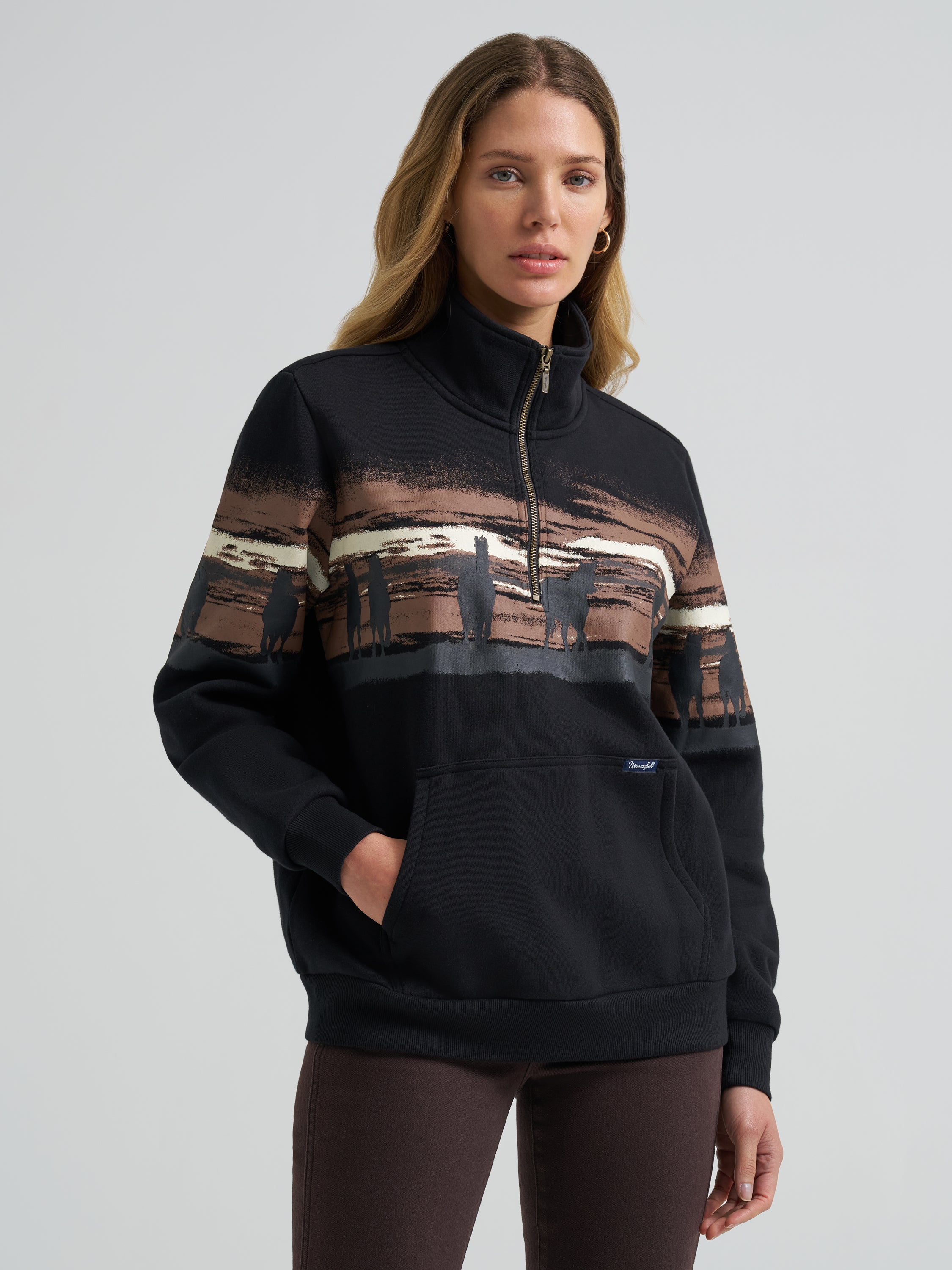 The Black Diamond Range Quarter Zip Sweatshirt By Wrangler