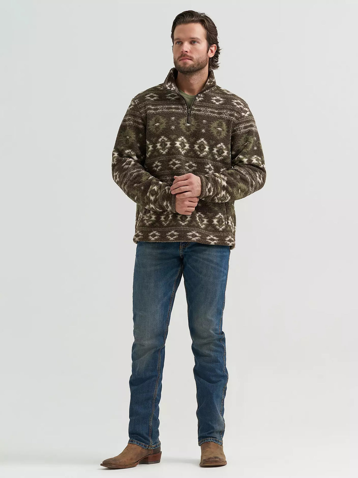 The Tapadero 1/4 Zip Hay Away Fleece Men's Snap Up by Wrangler