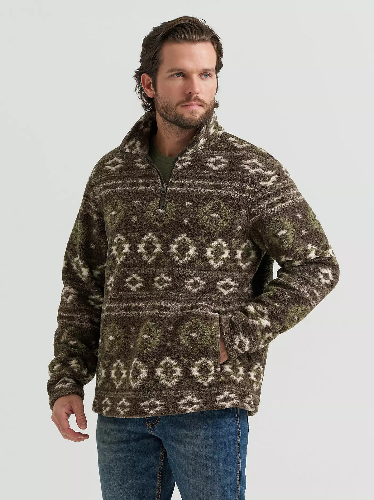 The Tapadero 1/4 Zip Hay Away Fleece Men's Snap Up by Wrangler