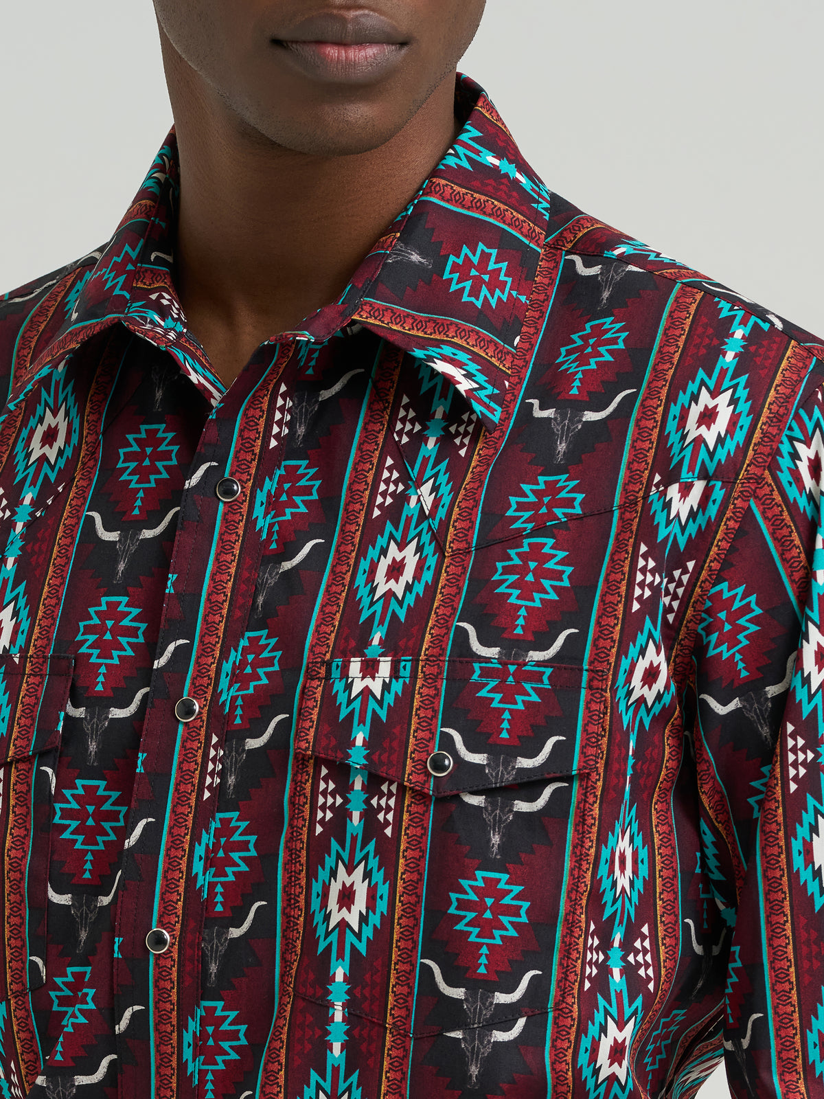 The Desert Rattler Checotah Pearl Snap by Wrangler in Red