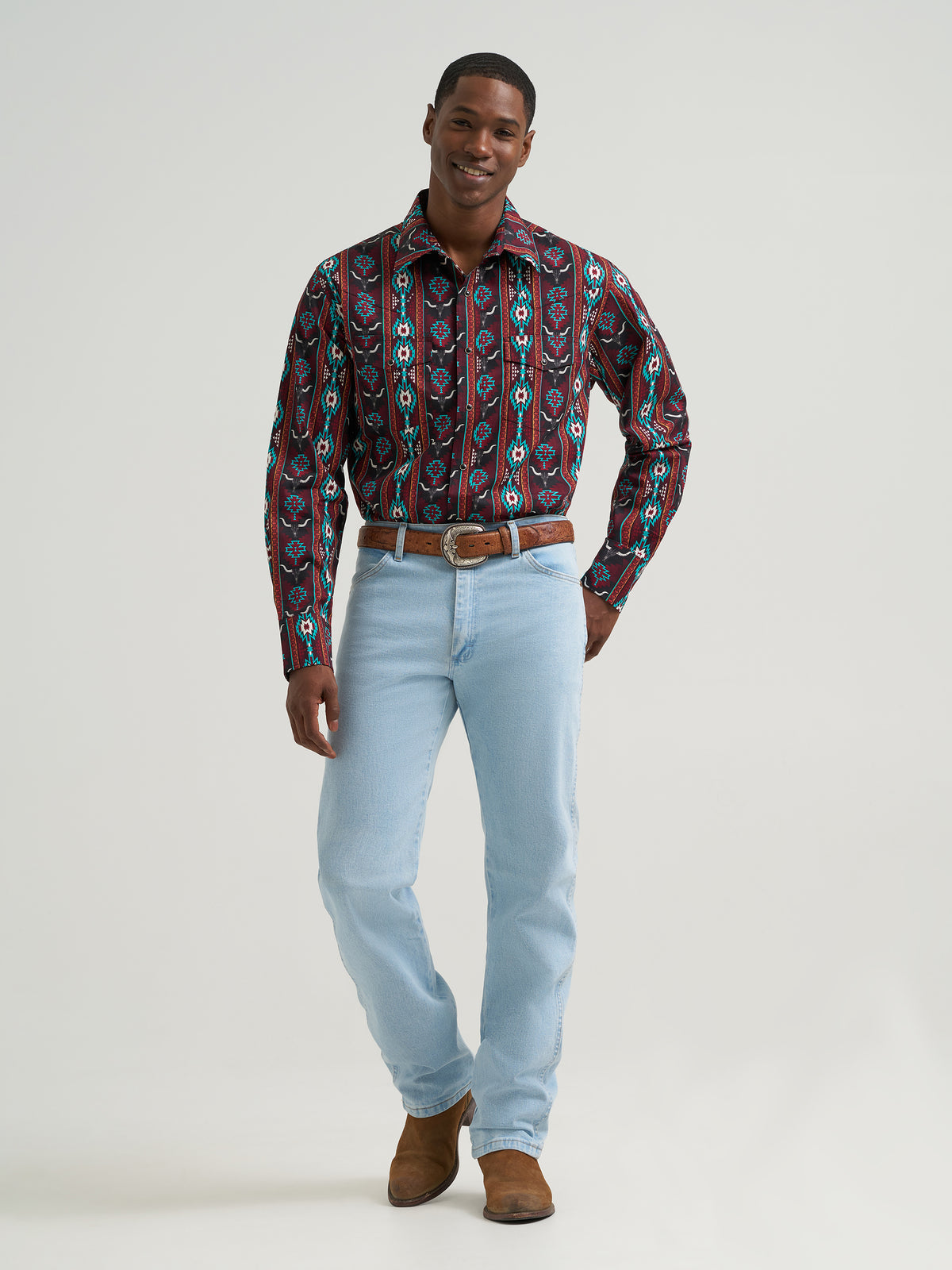 The Desert Rattler Checotah Pearl Snap by Wrangler in Red