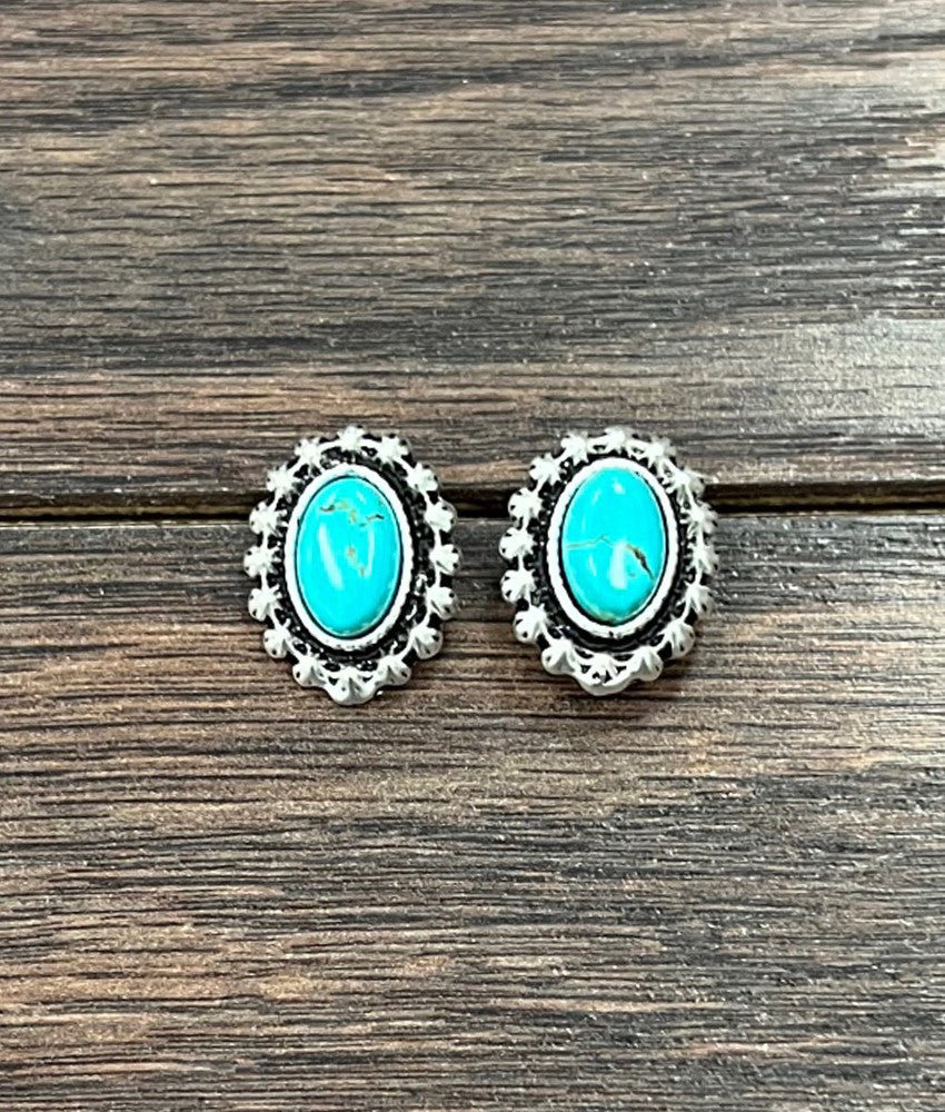 Oval Stars Turquoise Earing