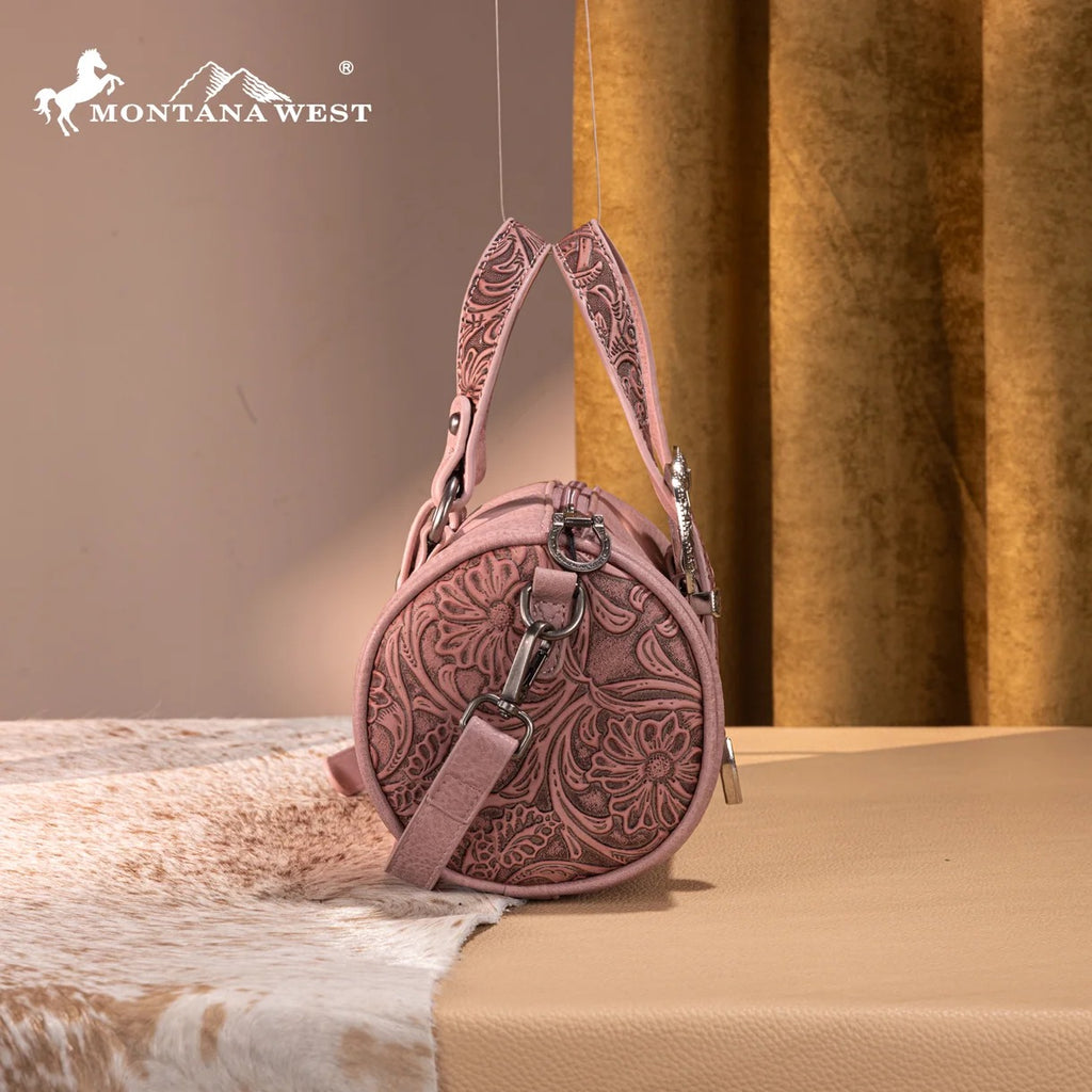 The Double Buckle Barrel Purse by Montana West in Dark Pink