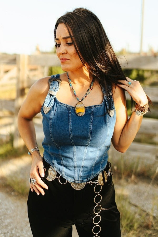 The Blue Jean Baby Buckle Tank Top by Lucky & Blessed