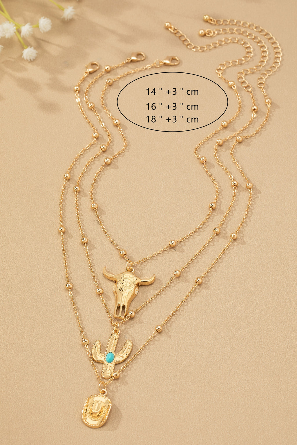 The Essential C's (Cow, Cactus, Cowboy Hat) Stackable Necklaces - Gold