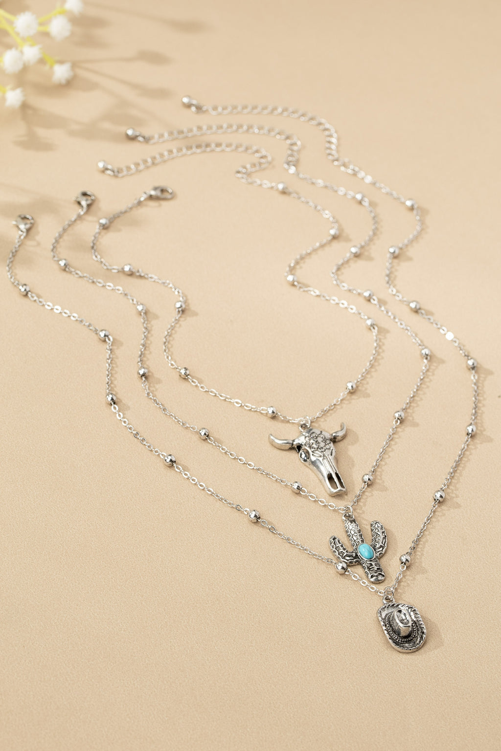 The Essential C's (Cow, Cactus, Cowboy Hat) Stackable Necklaces - Sliver