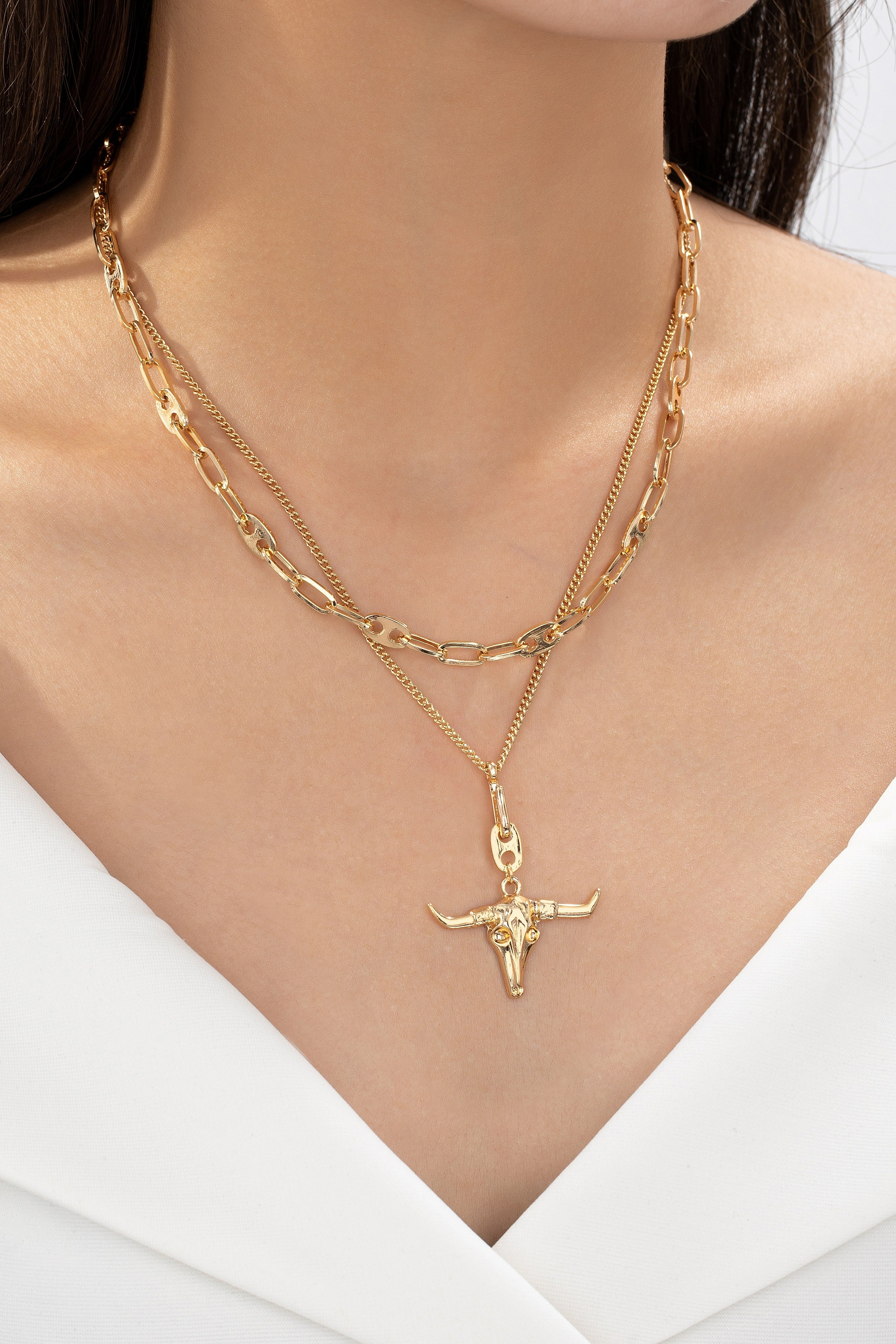 The Steer me Stack Necklace in Gold