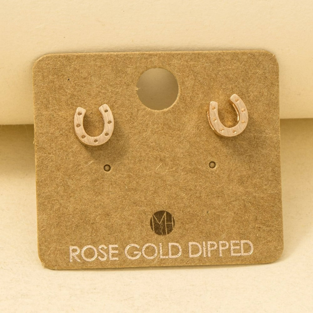Marley Jane Horse Shoe Stud Earrings - Rose Gold