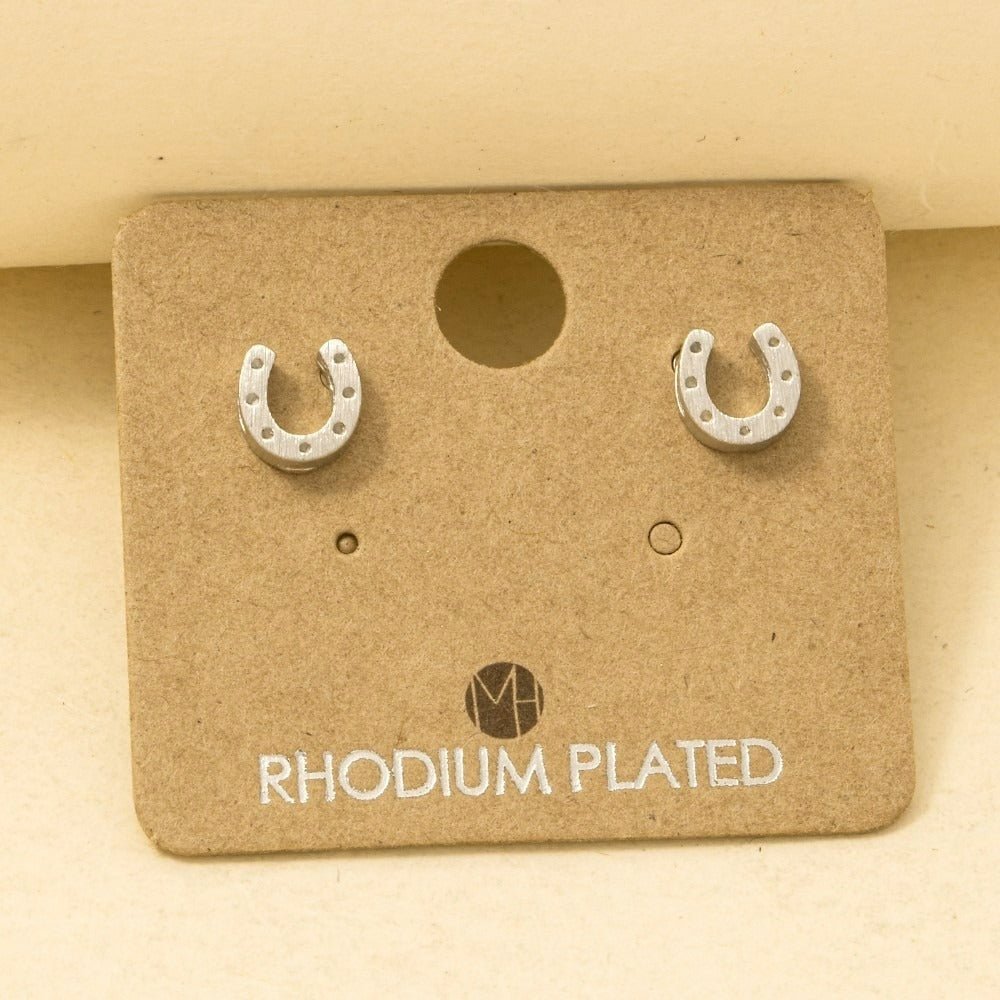 Marley Jane Horse Shoe Stud Earrings - Sliver