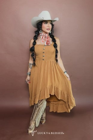 The Clementine Concho Hi Low Maxi Dress by Lucky & Blessed