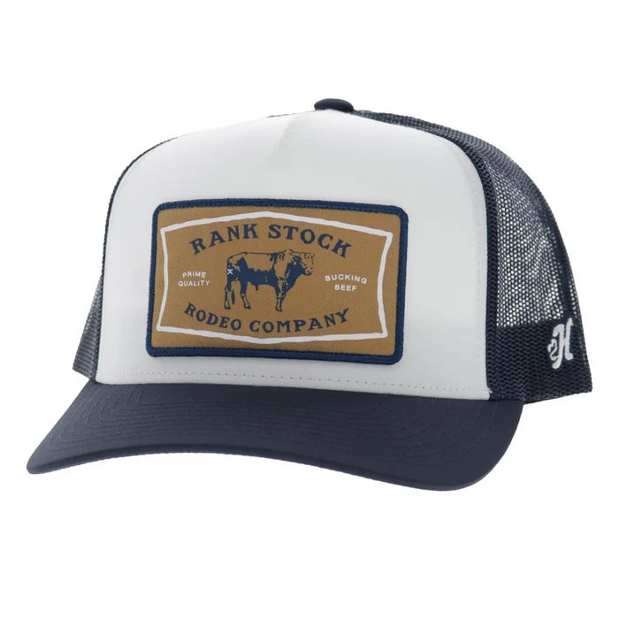 The Rank Stock Hat by Hooey in Wht/Navy