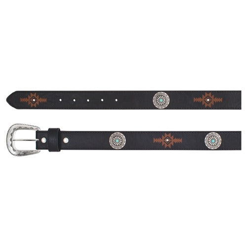 The Turquoise Trail Concho Belt By Catchfly - Black