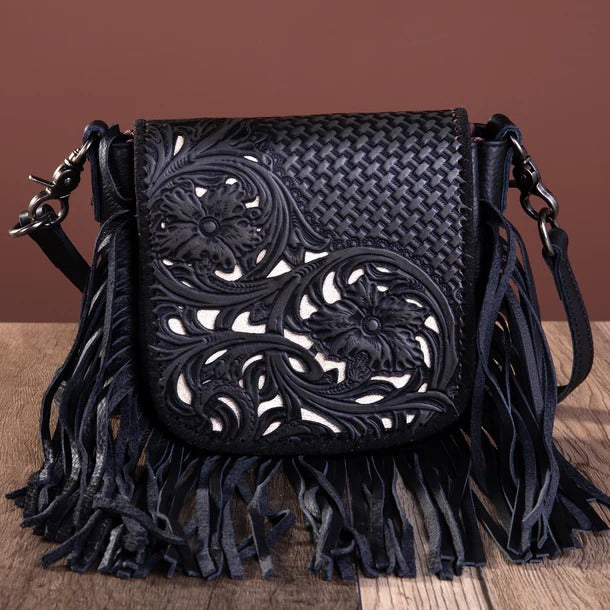 The Raelynn Floral Tooled Fringe Purse by Montana West