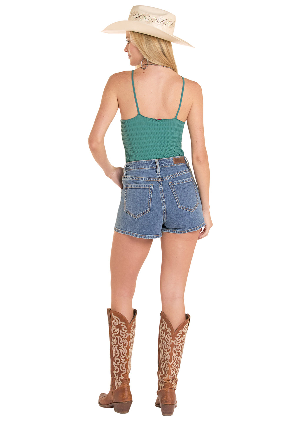 The Cactus Flower Tank Top by Rock & Roll Denim in Agave