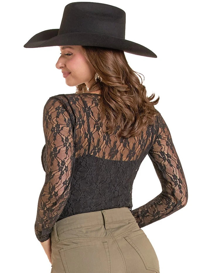 The Black Beauty Lace Mesh Shirt by Rock & Roll Denim