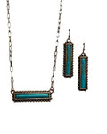 The Bar Down Turquoise Necklace and Earring Set By Blazin Roxx