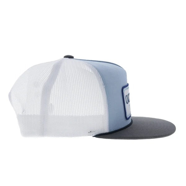 Cactus Ropes 5-Panel Trucker Snapback Hat by Hooey in Blue/White